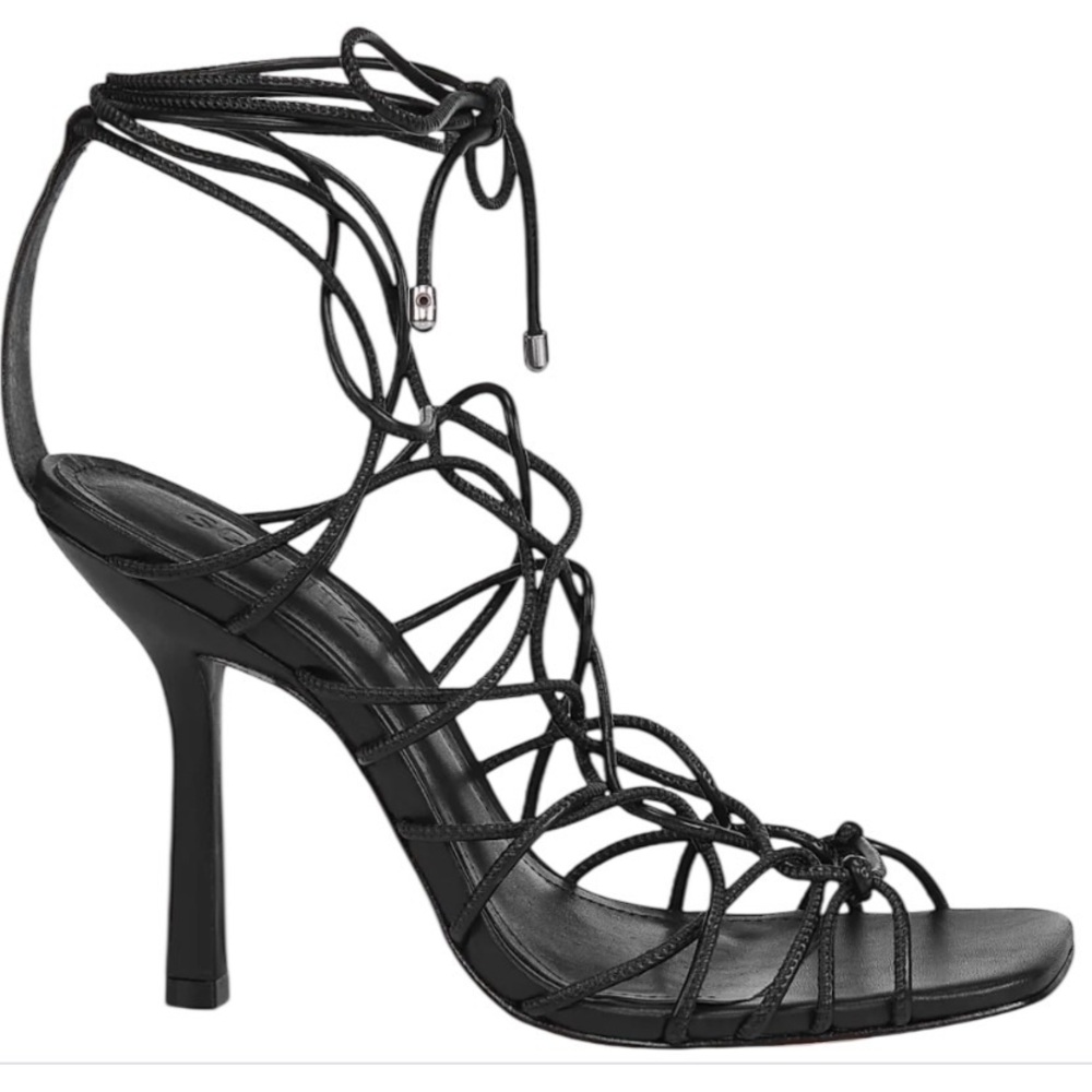 🖤NWT SCHUTZ Black Lace-Up Strappy High Heel Sandals 9🌃 - Picture 11 of 15